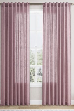 Blush Pink Linen Curtains 84 Inches Long for Bedroom Back Tab Light Filtering Privacy Semi Sheer Curtains Modern Farmhouse Decor Blush Pink Cotton Textured Curtain for Living Room 2 Panels 52x84