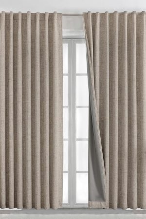 Natural Linen Curtains 84 inch Length 2 Panels Set Burg 100% Blackout Long Drapes for Bedroom Living Room Black Out Darkening Curtain Thermal Insulated Back tab Rod Pocket(52x84 inch,Linen)
